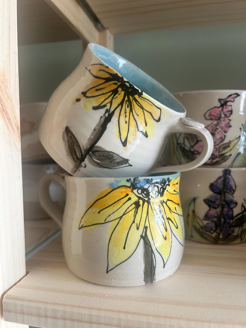 Sunflower hand-painted mug